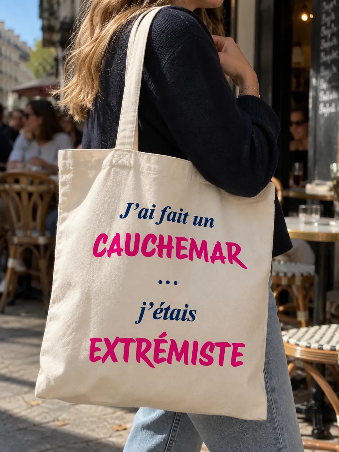 Tote bag "J'ai fait un cauchemar, j'étais extrémiste" — Attal 2027
