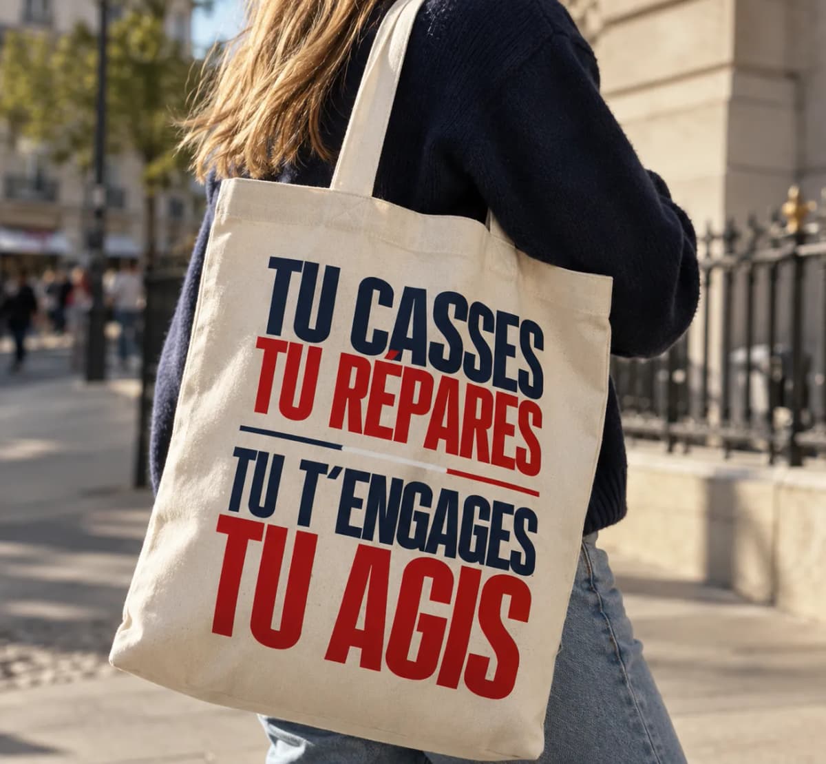 Tote bag "Tu casses, tu répares"